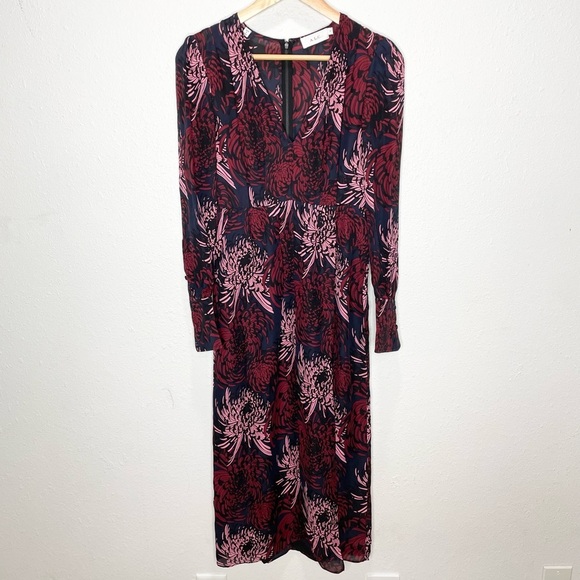 A.L.C Bailey Floral V Neck Midi Dress 2 - Picture 4 of 11